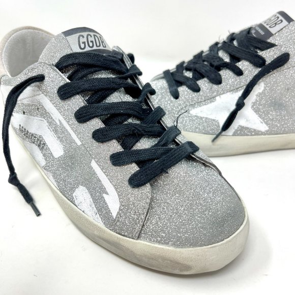 Golden Goose Sneakers Superstar Glitter Flag Suede Size 37 US 7 - Picture 4 of 9